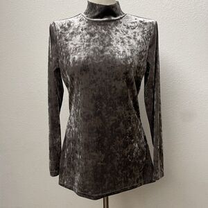 Isaac Mizrahi Live QVC Women's Mock Turtleneck Top Small Gray Long Sleeve